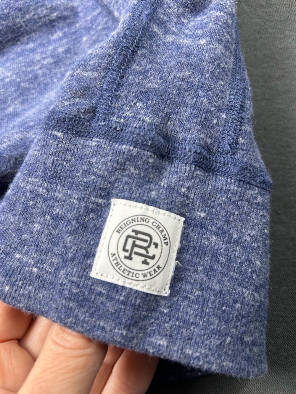 Reigning Champ Heathered Navy Full-Zip Hoodie (c0098) - Picture 4 of 7